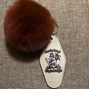 Tropical Tiki Pinup Luau Keychain Hotel Motel Vintage